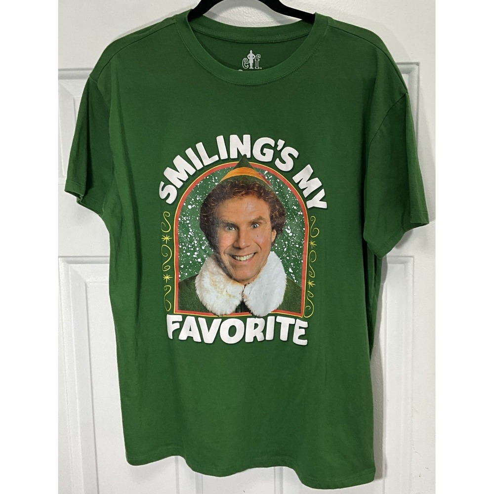 ELF Smiling is my Favorite GREEN Licensed T-Shirt Men's XL Will Ferrell